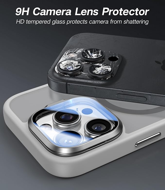 [Upgraded] for iPhone 16 Pro Case with Camera Cover Stand [Fit for MagSafe][9H Camera Lens Protector] Mil-Grade Protection Translucent Matte Magnetic iPhone 16 Pro Phone Case, Grey