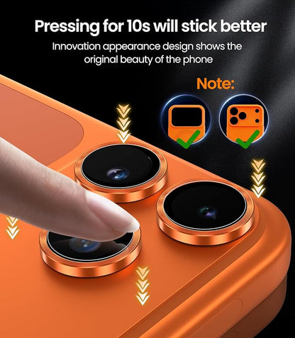 iGluz 2 Pack Anti-Reflection Camera Lens Protector for iPhone 17 Pro Max/iPhone 17 Pro [98% Transmittance][1-Step Installation][Strong Adsorption] 9H Shatterproof Tempered Glass- Cosmic Orange