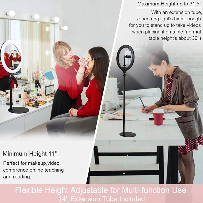 10" Desktop Selfie Ring Light with Stand and Phone Holder for iPhone Android, 3 Light Modes Dimmable LED Ringlight for YouTube/Video Shooting/Streaming/Makeup with Remote Shutter