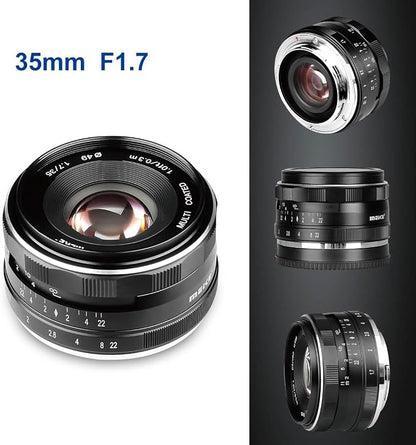 Meike 35mm F1.7 Large Aperture Manual Focus Prime Fixed Lens APS-C Compatible with Sony E-Mount Mirrorless Cameras NEX 3 3N NEX 5R NEX 6 7 A6600 A6400 A5000 A5100 A6000 A6100 A6300 A6500 A6700