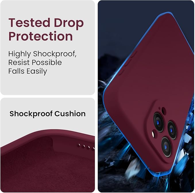 FireNova Designed for iPhone 16 Pro Case, Silicone Upgraded [Camera Protection] Phone Case, Soft Anti-Scratch Microfiber Lining Inside, 2024, Plum