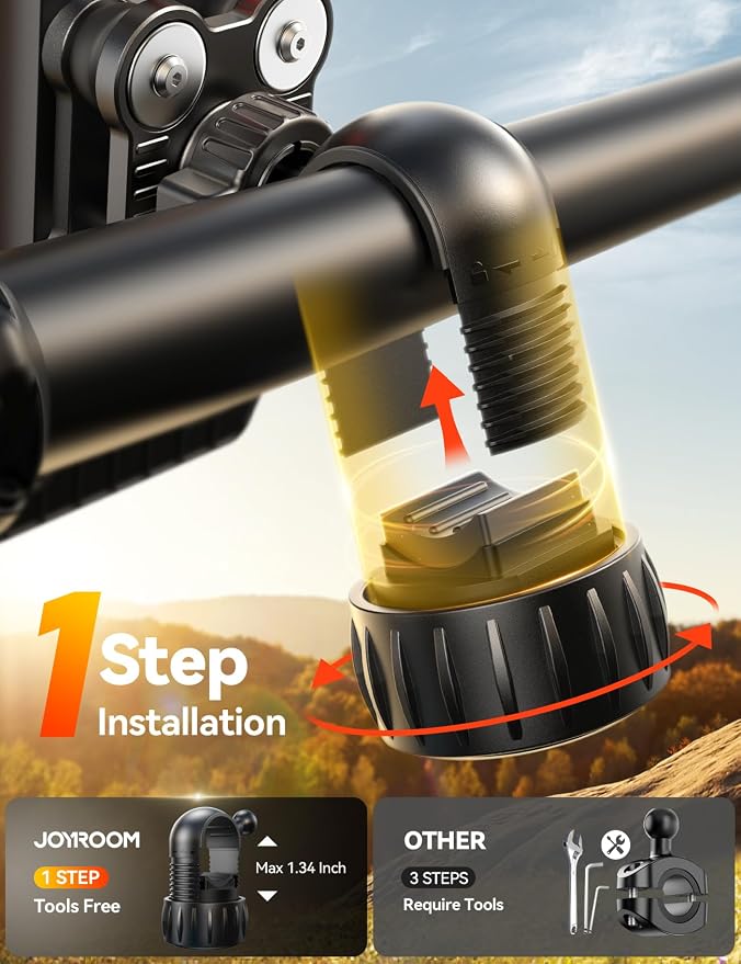 JOYROOM Anti-Shake Bike Phone Holder - 2026 Dual Vibration Dampener, Ultra Stable Motorcycle Phone Mount for iPhone & Android 4.7-7”, Handlebar Mount for Bicycle/Motorbike/Scooter, for GPS Navigation