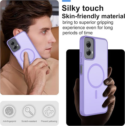 for Motorola Moto G Power 2024 Case Magnetic,Translucent Matte Compatible with Magsafe [Military-Grade Protection] with Screen Protector Shockproof Protective Case for Moto G Power 2024-purple