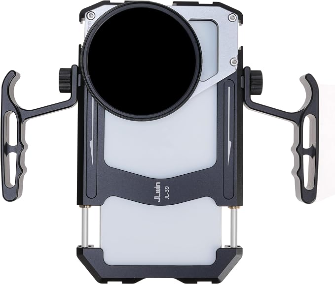 Universal Aluminum Phone Cage Video Rig Kit Stabilizer W/Handles + 67mm Thread Filter Adapter Rig for iPhone Samsung Cell Phone Vlog Live Stream Filmmaking,with Cold Shoe Tripod Mount