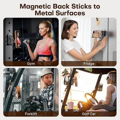 OMOTON TP02 360°Rotating for MagSafe Tripod, Adjustable Aluminum Magnetic Phone Tripod for iPhone 17/16/15/14 Pro Max Air, Foldable Cell Phone Stand Fits Vlog, Gym, Travel Essentials Accessories