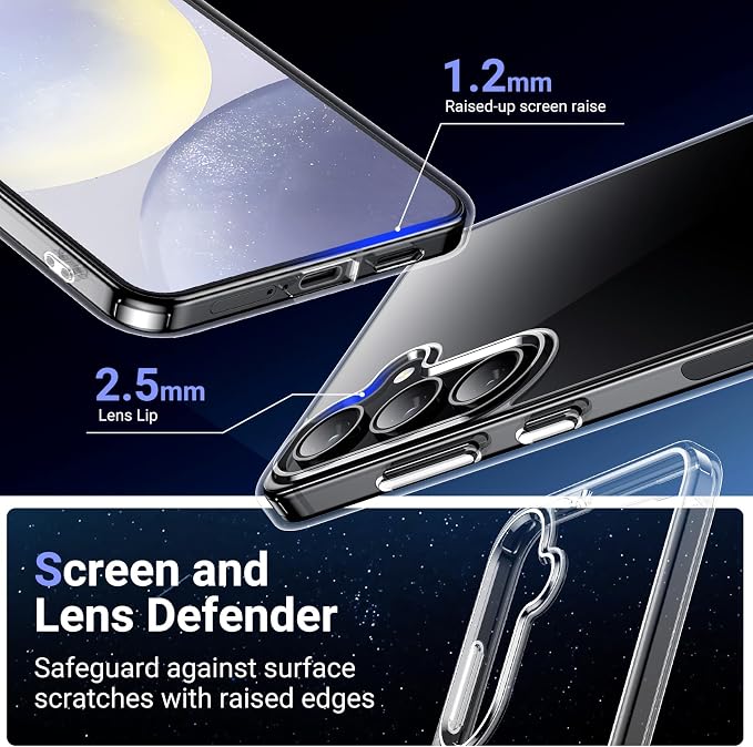 Temdan Designed for Samsung Galaxy S24 Case,[Built in Hidden Kickstand][Military Grade Drop Protection] [Never Yellowing] Slim Thin Phone Case for Galaxy S24 Case 6.2 Inch - Crystal Clear