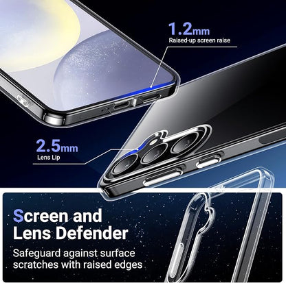 Temdan Designed for Samsung Galaxy S24 Case,[Built in Hidden Kickstand][Military Grade Drop Protection] [Never Yellowing] Slim Thin Phone Case for Galaxy S24 Case 6.2 Inch - Crystal Clear