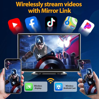 9 inch Carplay Screen for Wireless Apple Carplay & Android Auto, Car Tablet with 4K Dash Cam, 1080P Backup Camera, Bluetooth, Navigation, Mirror Link, Voice Control Car Play Screen