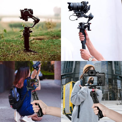 MINIFOCUS Aluminum Mini Tripod, Tabletop Handheld Tripods with 1/4'' and 3/8'' Screw, Portable Mini Travel Stand, Phone Holder for Gimbal Stabilizer DSLR Camera and Monopod