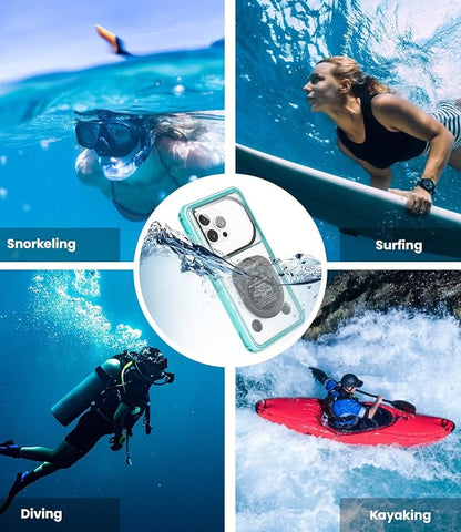 WIFORT Waterproof Phone Case with Lanyard, Underwater Phone Cases for Snorkeling/Diving/Swimming/Filming, IP68 Water Proof Touchscreen Case for All Cell Phones: iPhone/Samsung/Moto/Pixel - Teal