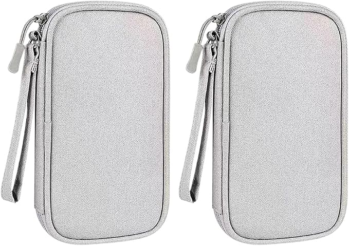 2 Pcs Travel Charger Organizer Bags Waterproof Electronic Storage Pouch Portable Charging Cable Carry Case Small Power Bank Organizing Bag Compact Tech Accessories Pouch with Zipper Grey