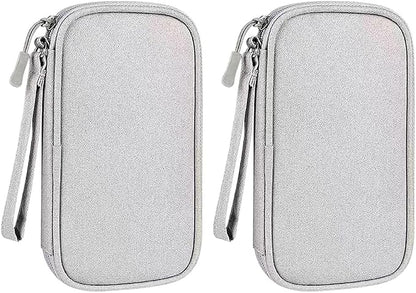 2 Pcs Travel Charger Organizer Bags Waterproof Electronic Storage Pouch Portable Charging Cable Carry Case Small Power Bank Organizing Bag Compact Tech Accessories Pouch with Zipper Grey
