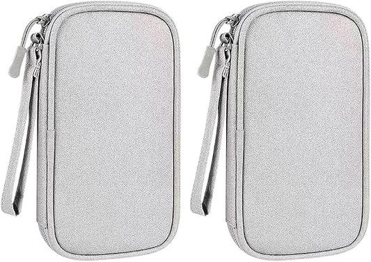 2 Pcs Travel Charger Organizer Bags Waterproof Electronic Storage Pouch Portable Charging Cable Carry Case Small Power Bank Organizing Bag Compact Tech Accessories Pouch with Zipper Grey