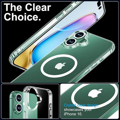xiwxi for iPhone 16 Case, [Compatible with Magsafe], with Screen Protector+Camera Protector, [Military-Grade Drop Protection], Anti-Yellowing Magnetic Phone Case-Clear