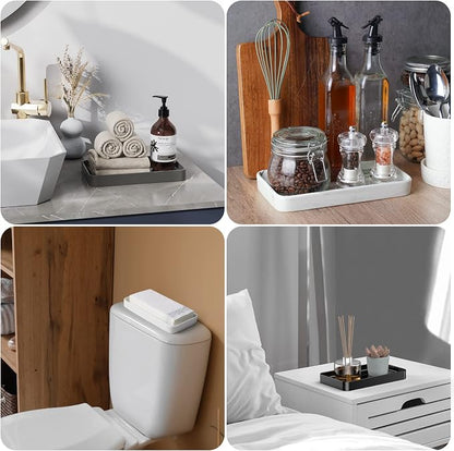 Gurygo 10" Bathroom Countertop and Vanity Tray - Kitchen Tray for Soap Bottles - Ceramic Vanity Tray for Bathroom Counter Organization - Kitchen Tray(White, Set/1)