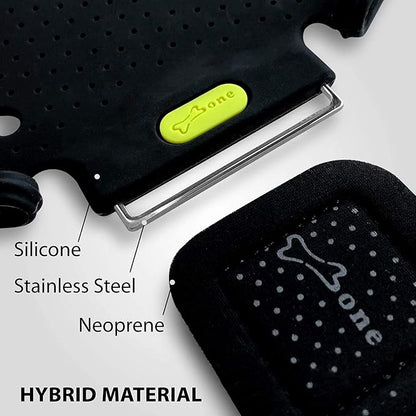 BONE Run Tie, Running Armband Phone Holder, Skin-Friendly & Washable Silicone Sport Armband, Universal Workout Phone Carrier Compatible with 4"-6.7" Smartphones (Gray - Size XL/Arm Size 15.7-21.4")