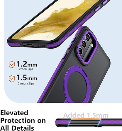 for Samsung Galaxy S22 Plus Case, Magnetic Adjustable Ring Stand [Fit for Magsafe], [Military-Grade Shockproof Protection] Phone Case with Kickstand&Ring Holder (Purple)