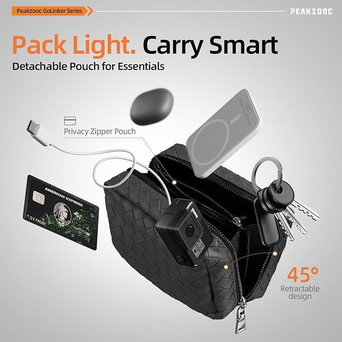 Phone Lanyard Crossbody, Clip and Go Phone Strap Crossbody, Adjustable Cell Phone Strap with Detachable Pouch for All Smartphones, Gray
