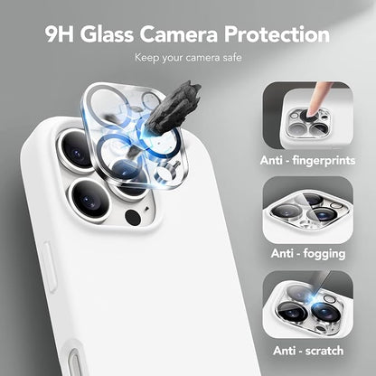 GONEZ Magnetic for iPhone 16 Pro Case, Compatible with MagSafe, [Screen Protector + Camera Lens Protector], Silicone Shockproof Anti-Scratch Protective Phone Case 6.3 inch, White