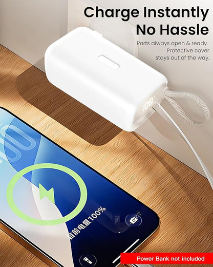 Silicone Case for TORRAS EasyGo 3-in-1 Portable Charger Power Bank,Full-Body Protective Cover for TORRAS Power Bank PB17,Precise Port Cutouts (Case Only) White