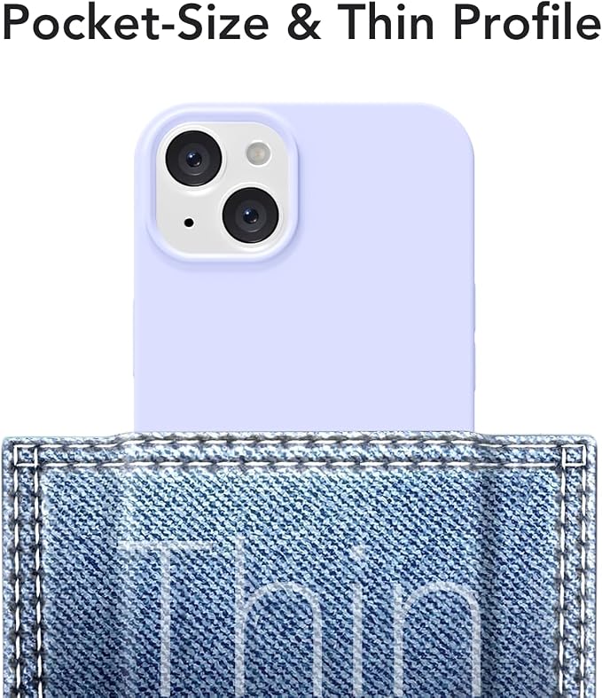 for iPhone 13 Mini/ 12 Mini Case Silicone Compatible with Magsafe Case, Ultra Slim Thin Magnetic Phone Cases Mag Safe, Cute Soft Rubber Gel Wireless Charging Cover for Women, Purple Lavender