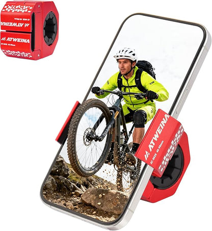 Bike Phone Holder, Motorcycle Phone Mount, Aluminum Alloy Bicycle Handlebar Cell Phone Stand, 360°Rotate Ebike Scooter Phone Clamp Clip, Suitable for 4.5-7.0" Smartphones (Red)