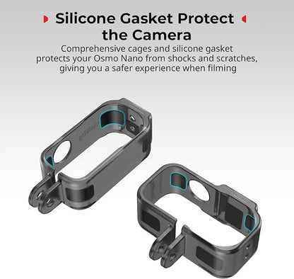 SmallRig Vertical to Horizontal Action Camera Case Kit for DJI Osmo Nano, with 1/4"-20 Locating Hole, Silicone Gasket, Cold Shoe, Quick Release Design, Ultra-Low-Angle Shooting