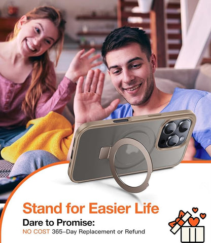 Chicfun 3-in-1 [Magnetic+Kickstand+Ring Holder] for iPhone 16 Pro Case with Stand Ring Holder,Compatible with MagSafe, Military Shockproof Kickstand Case iPhone 16 Pro Desert Titanium