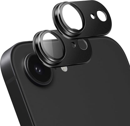 2-Pack Shatterproof Camera Lens Protector for iPhone 16e |AR Tempered Glass Strong Adsorption Metal Camera Cover Screen(Black)