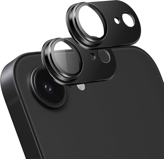 2-Pack Shatterproof Camera Lens Protector for iPhone 16e |AR Tempered Glass Strong Adsorption Metal Camera Cover Screen(Black)