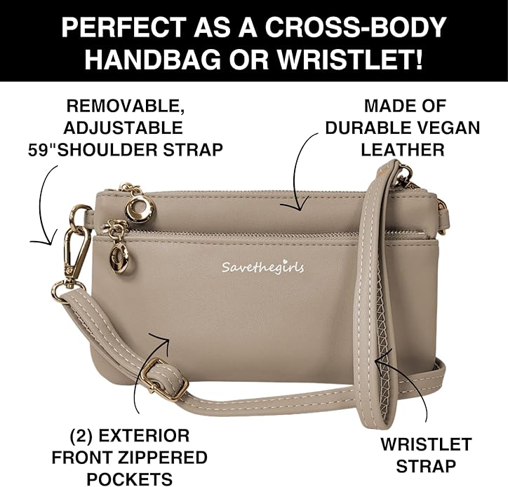 Save the Girls Cell Phone Purse - Touch Screen Women’s Crossbody Bag - Clutch Purses for Women (Bella) | Touch Screen, for Women