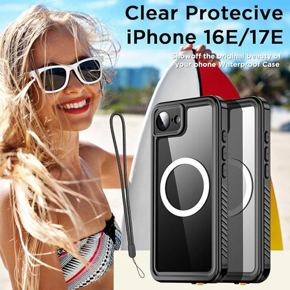 AICase for iPhone 16e Case/iPhone 17e Case Waterproof, Clear Water Proof Shockproof Dustproof Snowproof Full Body Rugged Transparent Underwater Phone Case for iPhone 16e/17e Built-in Screen Protector
