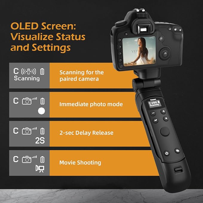 for Canon Tripod Wireless Shooting Grip with Shutter Release - Mini-Tripod with Rechargeable Remote Control for G7 X III/R50/R8/R5/R10/G5 X II/R100/M6 II/M200/M50/R50 V/6D II/V10/V1/SL2, for Vlogging