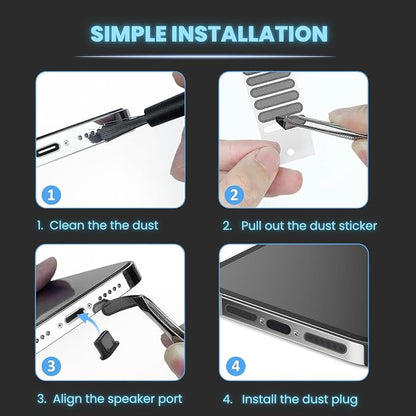 USB C Dust Plug Set 3-in-1 with Cleaning Brush, Phone Speaker Cleaner, Type-C Port Covers, Charging Port Cleaner Tool, iPhone Cleaning Kit & Phone Cleaner Accessories for Ports & Speaker Mesh