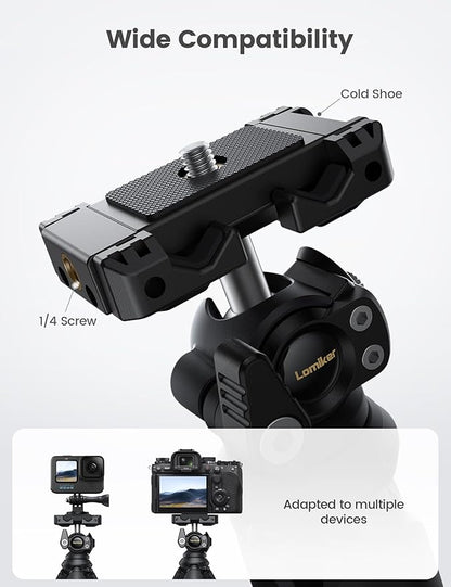 Lamicall Tripod for iPhone - [Ultra-Stable] Aluminium Phone Tripod with Wireless Remote, Flexible Camera Tripod Stand Cold Shoe for Video Recording Selfie for iPhone Samsung GoPro DSLR Digital Camera