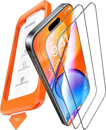 UltraGlass UNBREAK TOP 9H+ Armor for iPhone 17 Pro Max Screen Protector [NO.1 Military Grade Shatterproof] Screen Protector 17 Pro Max Tempered Glass 17 ProMax, Longest Durable, Full Coverage, 2 Pack