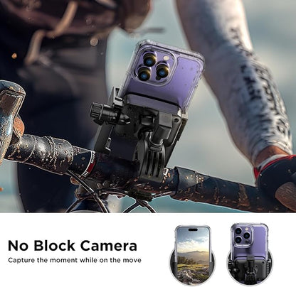 Miracase Bike Phone Holder, [Support Video Recording] Motorcycle Phone Mount, [Quick Lock] Bicycle Phone Mount Handlebar Cell Phone Clamp for Scooter, Friendly Compatible with iPhone Samsung