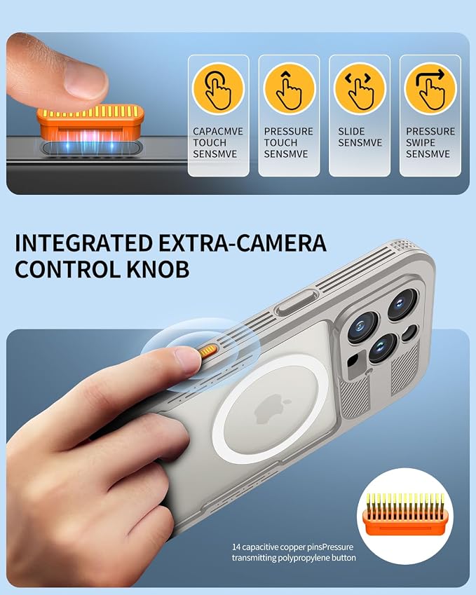 Lanhiem Magnetic for iPhone 16 Pro Case, IP68 Waterproof Dustproof Case, [Compatible with Magsafe] [Built-in Screen Protector] Full Body Heavy Duty Rugged Phone Cover 6.3 inch, Natural