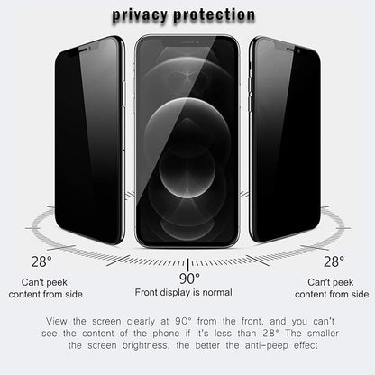 QHOHQ 2 Pack Privacy Screen Protector for iPhone 12 Pro 6.1" with 2 Packs Camera Lens Protector,Full Screen Tempered Glass Film,9H Hardness Anti-Shatter, Anti Spy, Touch Sensitive - Case Friendly