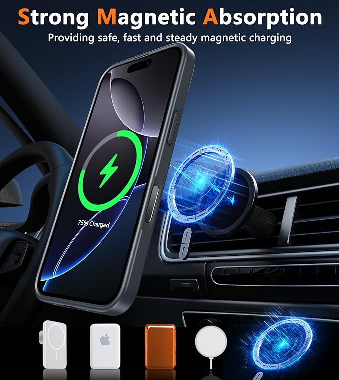 FNTCASE for iPhone 16 Pro Case: Magnetic Matte Translucent Military Grade Drop Protective Phone Case | Shockproof Thin Rugged Durable Protection Bumper Cover