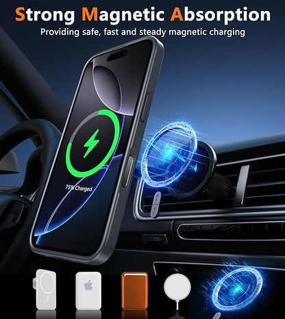 FNTCASE for iPhone 16 Pro Case: Magnetic Matte Translucent Military Grade Drop Protective Phone Case | Shockproof Thin Rugged Durable Protection Bumper Cover