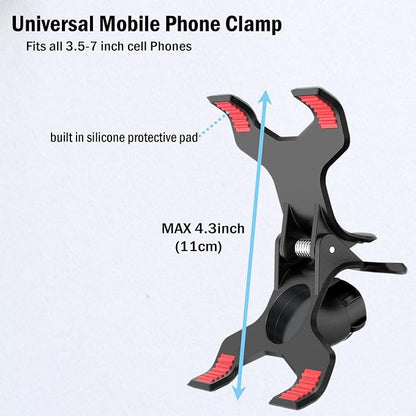 Gooseneck Phone Holder for Bed, [Upgrade Metal Stable] Flexible Gooseneck Long Arm Phone Mount for Desk with 360° Adjustable Clamp Clip Overhead Bedside Phone Stand, for All 4-7” Cellphone