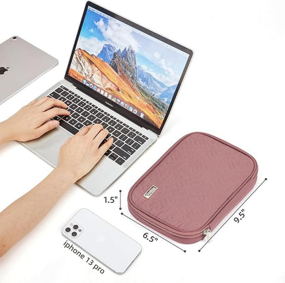 NISHEL Travel Cord Organizer, Electronic Cable Accessories Storage Bag | Bag for chargers, cables, phones, hard drives, USB devices and SD cards, ideal for travel and daily use, Rosewood-Pink