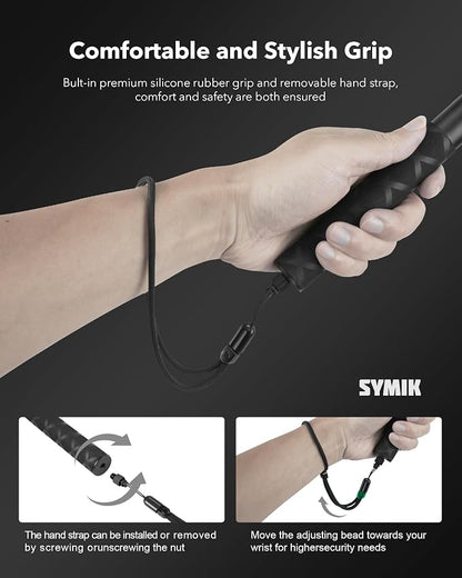 SYMIK Invisible Selfie Stick for Insta360 (120cm/47.2in), Aluminum Alloy Extension Stick Portable Extendable Monopod Pole with 1/4'' Screw and Wrist Strap for Insta 360 X5 X4 Air X3 ONE X2 Osmo 360