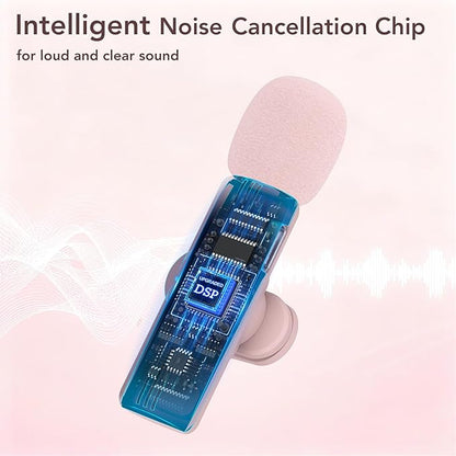 Mini Wireless Lavalier Microphone for iPhone 15 16, iOS and Android Devices - USB C Noise Reduction Lapel Mic for Recording, Clip Omni Lav Mic Microfono for Video Recording, Tiktok, Youtube, Vlog