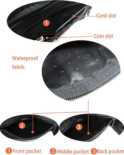 Naoki Outdoor Sports Running Jogging Cycling Hiking Camping Climbing Travel Ultra-thin Waterproof Polyester Waist Pack/Bag Runner Belt(Black)