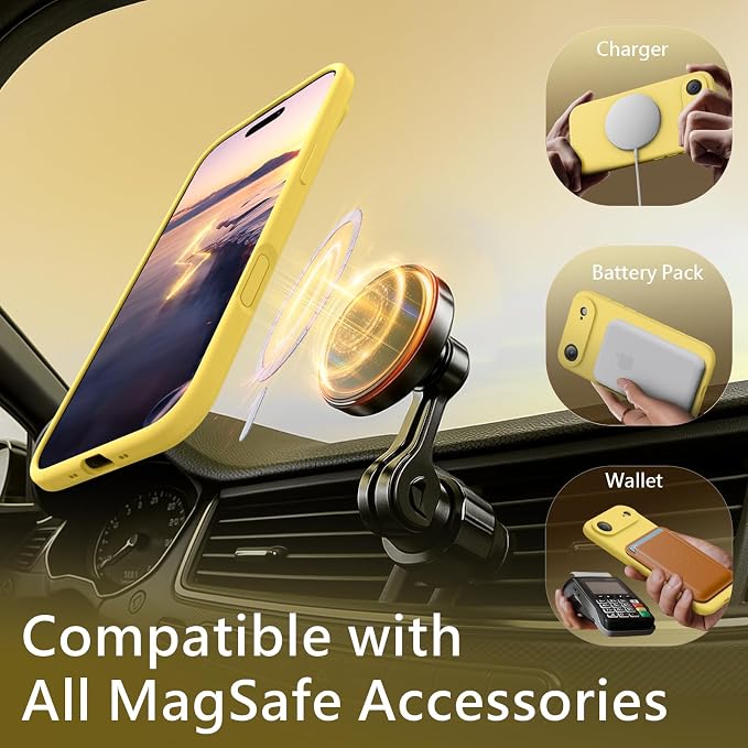 FireNova Magnetic for iPhone Air Case, Compatible with MagSafe, [Integrated Silicone Camera Control Button] [Camera Protection] Microfiber Lining Phone Case for iPhone 17 Air, 6.5", Yellow