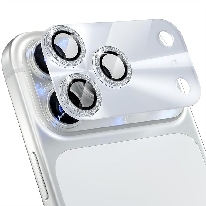 Choiche Compatible for iPhone 17 Pro Max Camera Lens Protector, Bling Camera Cover with 9H Tempered Glass Lens Screen Protector Metal Ring Decoration Accessories 6.9-inch (Light-Silver)