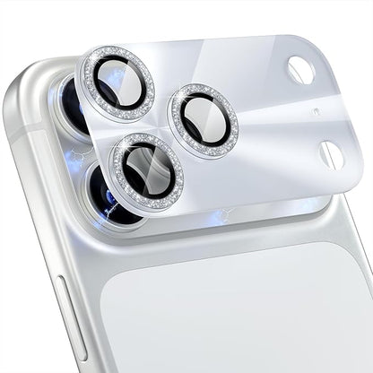 Choiche Compatible for iPhone 17 Pro Max Camera Lens Protector, Bling Camera Cover with 9H Tempered Glass Lens Screen Protector Metal Ring Decoration Accessories 6.9-inch (Light-Silver)