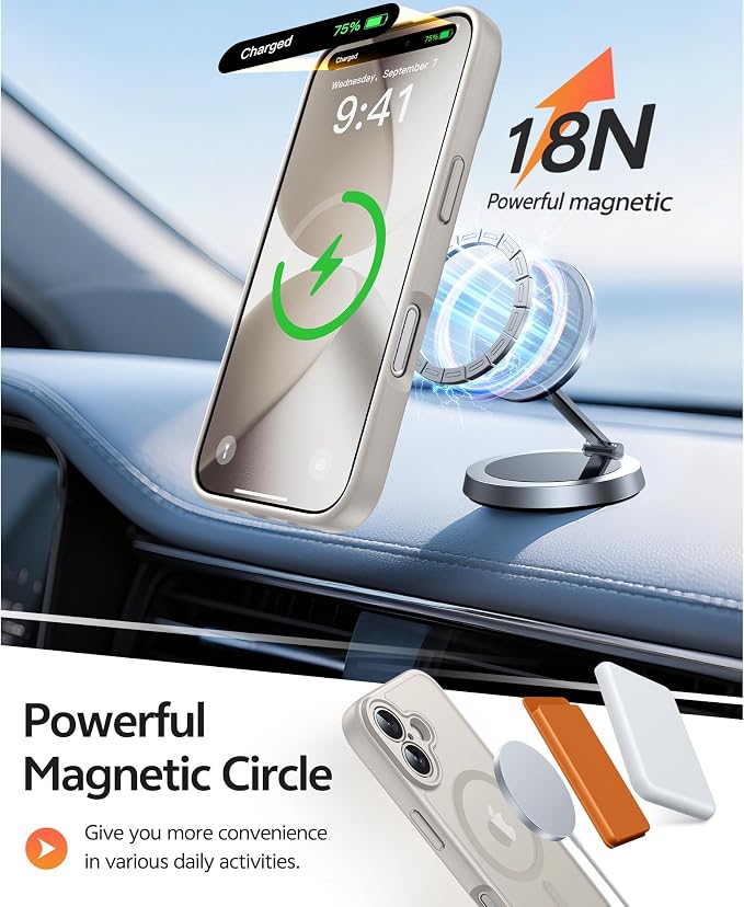 FNTCASE for iPhone 17 Case, Compatible with Magsafe, Glass Screen Protector | Full Camera Protection, Translucent Matte, 14FT Military Grade Drop Proof, Shockproof Protective Phone Cover, Off White